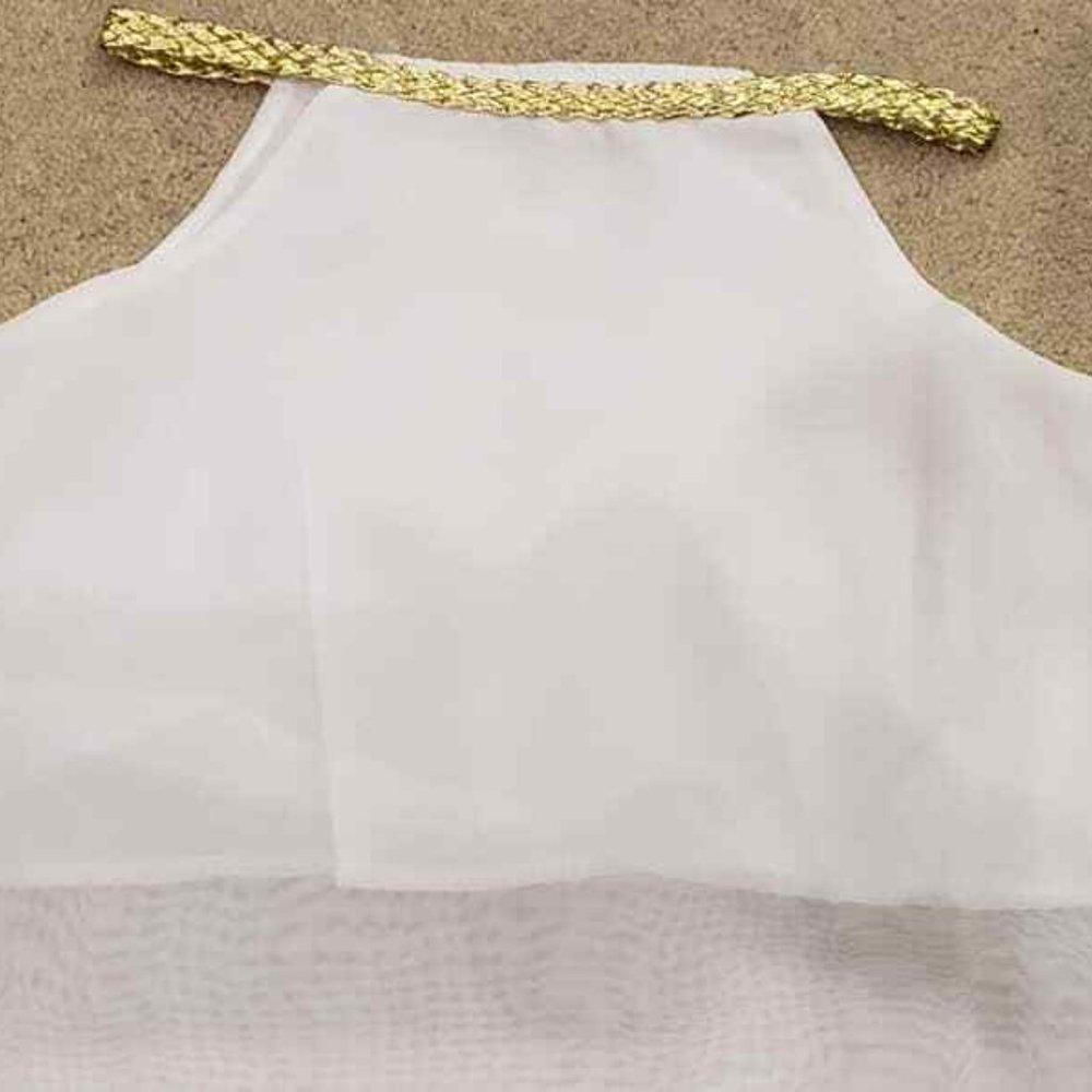 Girls SZ 2 White TOP w/ Gold Braided Neckline Sleeveless / NEW - Picture 9 of 10